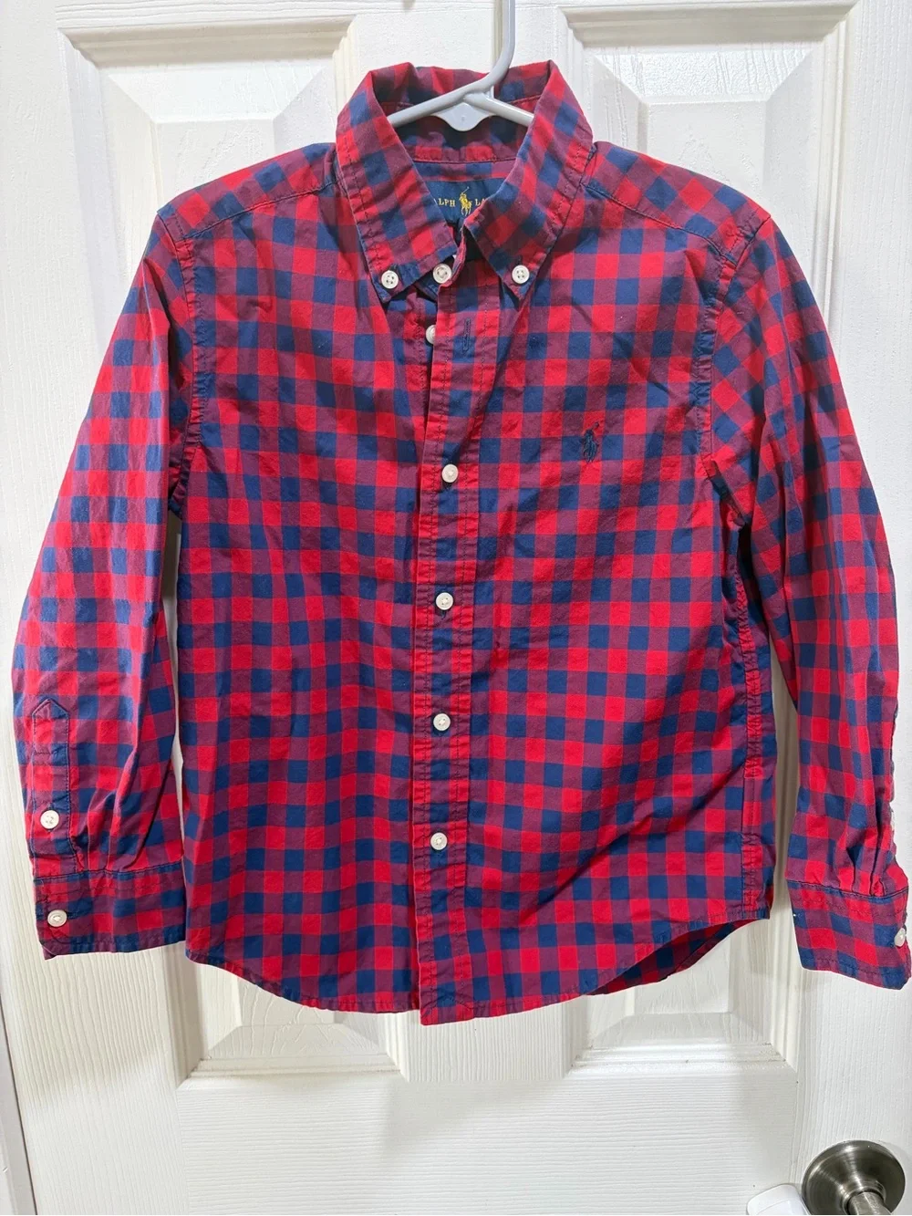 Ralph Lauren Red and Blue Check Button-Down Shirt